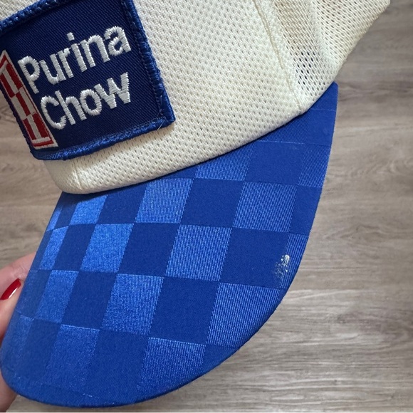 Purina Dog Chow Patch Trucker Hat Checkerboard Red White Blue Vintage Streetwear - Picture 3 of 9